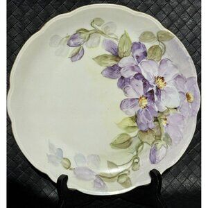 Antique c1884-1909 Moritz Zdekauer MZ Austria 8 1/4” Snack Plate Purple Flowers